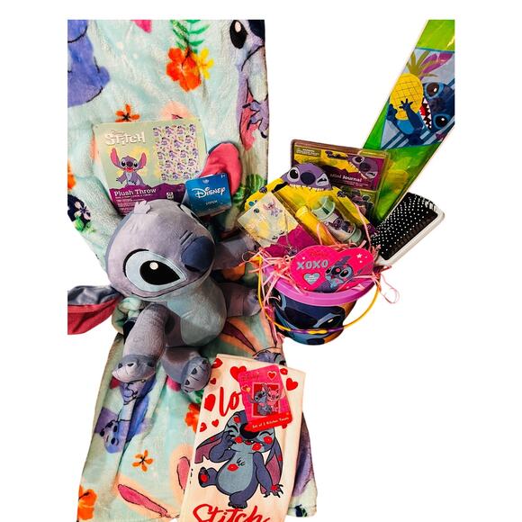 Stitch gift bundle with 50 x 70 Easter Stitch throw sand bucket and shovel